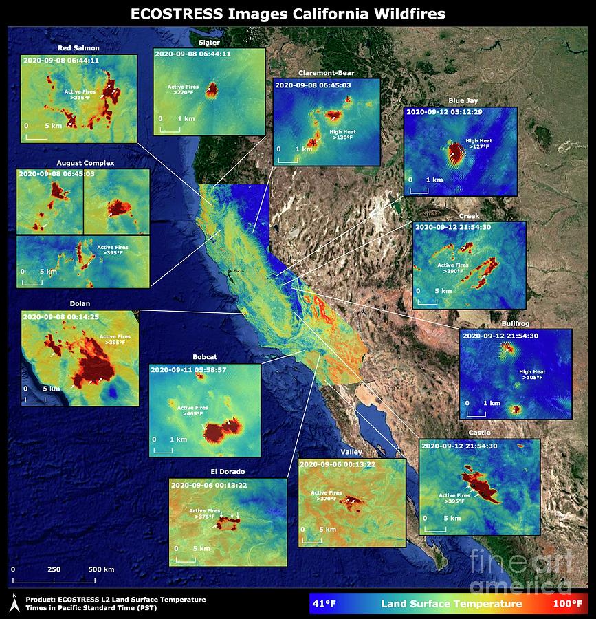 California Wildfires Photograph by Nasa/jplcaltech/science Photo