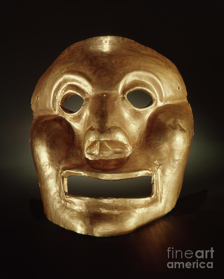 Mask Photograph - Calima Mask  by Peruvian School