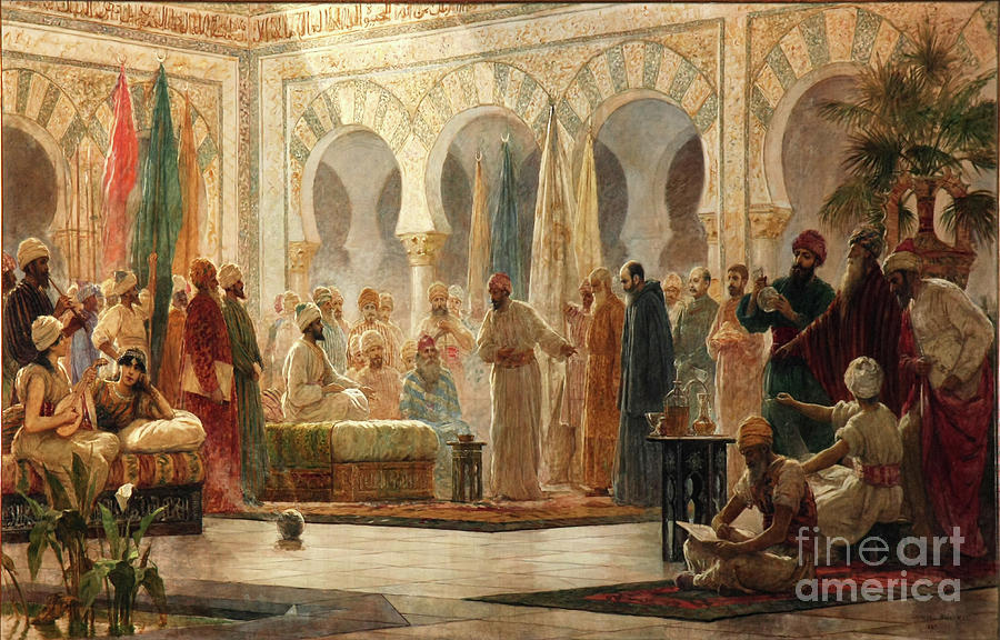 Caliph Abd Al-rahman IIi Receiving Drawing by Heritage Images