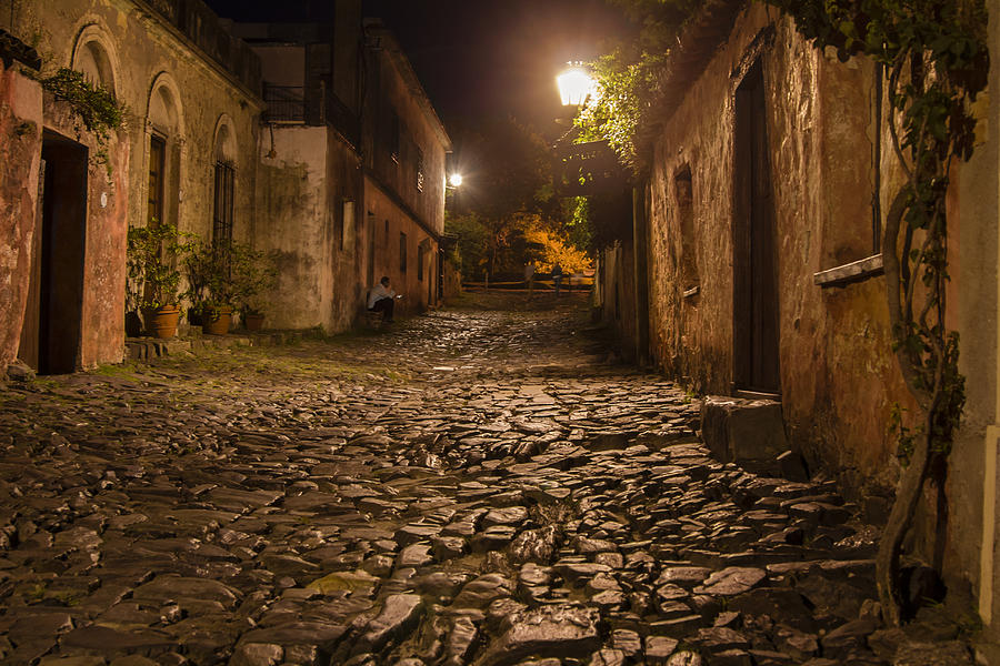 Colonia Photograph - Calle De Los Suspiros, En La Noche by Manuel Gayoso
