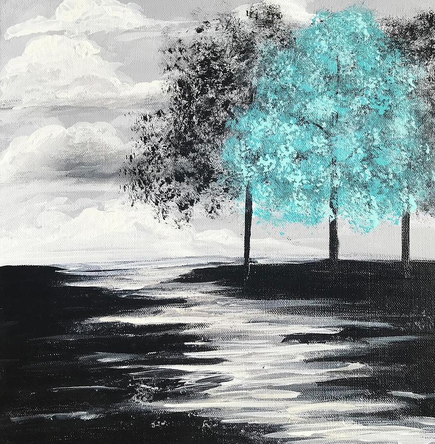 Black And White Landscape Painting - Calm My Soul by Melissa Leigh Estrada