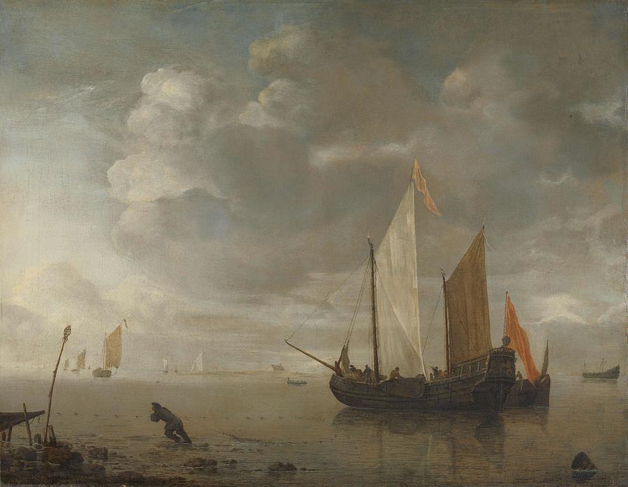 17th Century Painting - Calm Sea. by Hendrick Jacobsz Dubbels