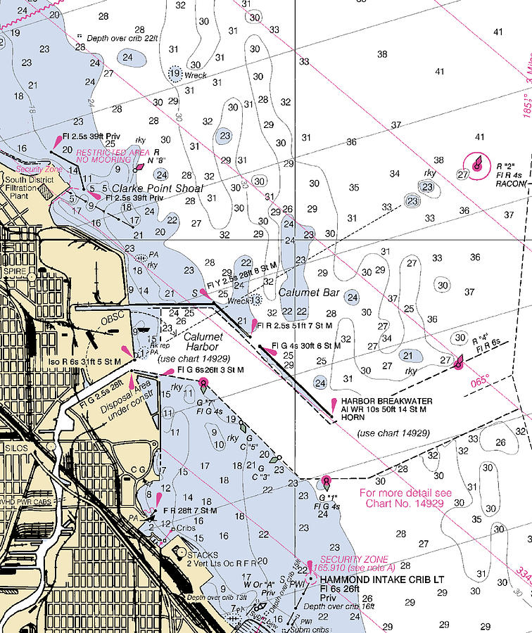 Calumet Harbor-lake Michigan Nautical Chart Mixed Media by Bret ...