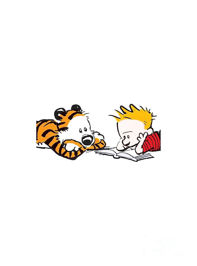 Calvin and Hobbes Reading Book Digital Art by Rangga Aitim