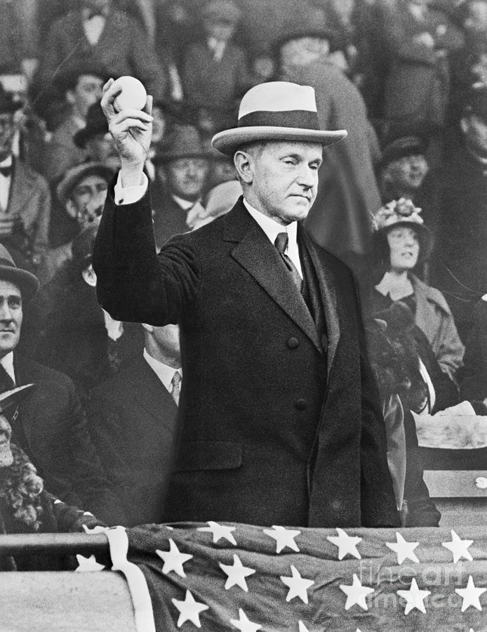 Calvin Coolidge Opens Baseball Season Photograph by Bettmann