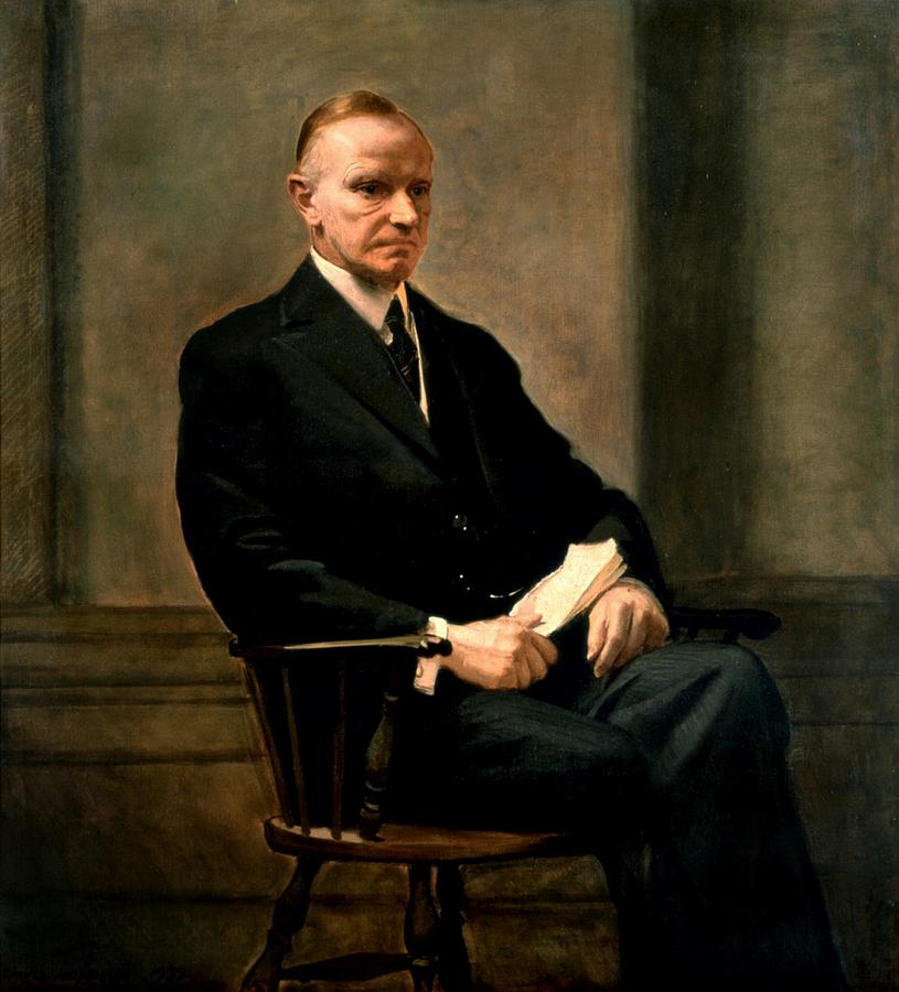 Calvin Coolidge Painting - Calvin Coolidge Portrait by Restored Vintage Shop