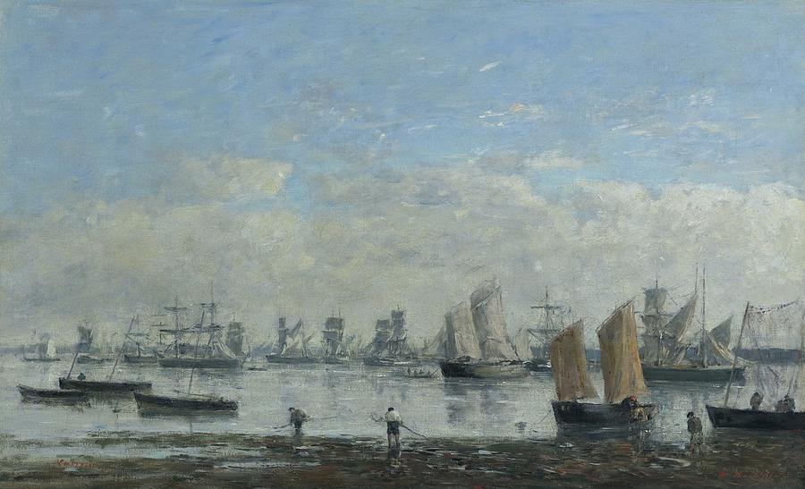 Camaret, Fishing Boats in the Rade, 1872 Painting by Eugene Boudin - Pixels