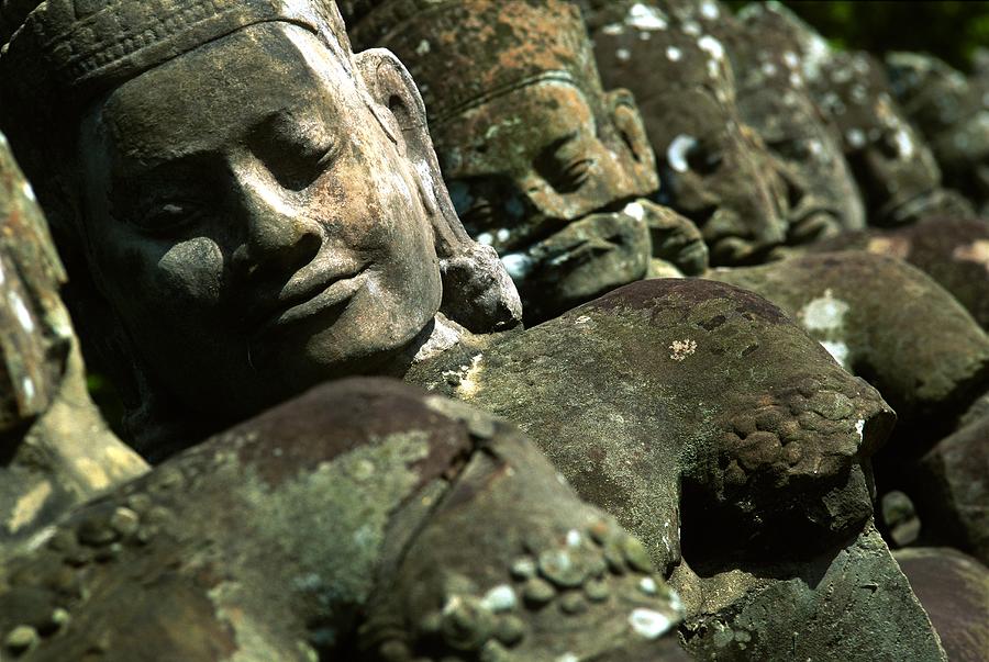 Cambodia, Angkor, Ancient Statue Digital Art by Gianni Iorio