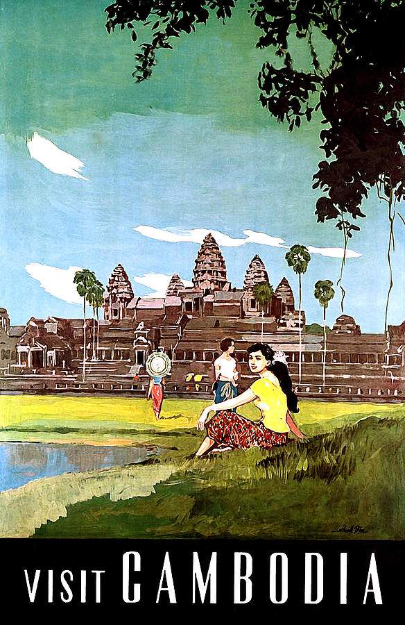 Vintage Digital Art - Cambodia by Long Shot