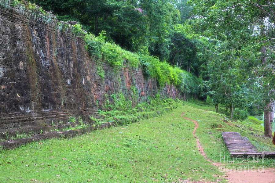 Cambodia Stone Ancient 12th Century Wall  Photograph by Chuck Kuhn