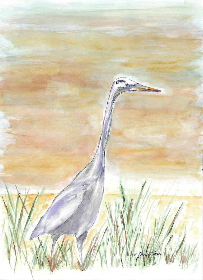 Cambria Heron Painting by Claudette Carlton