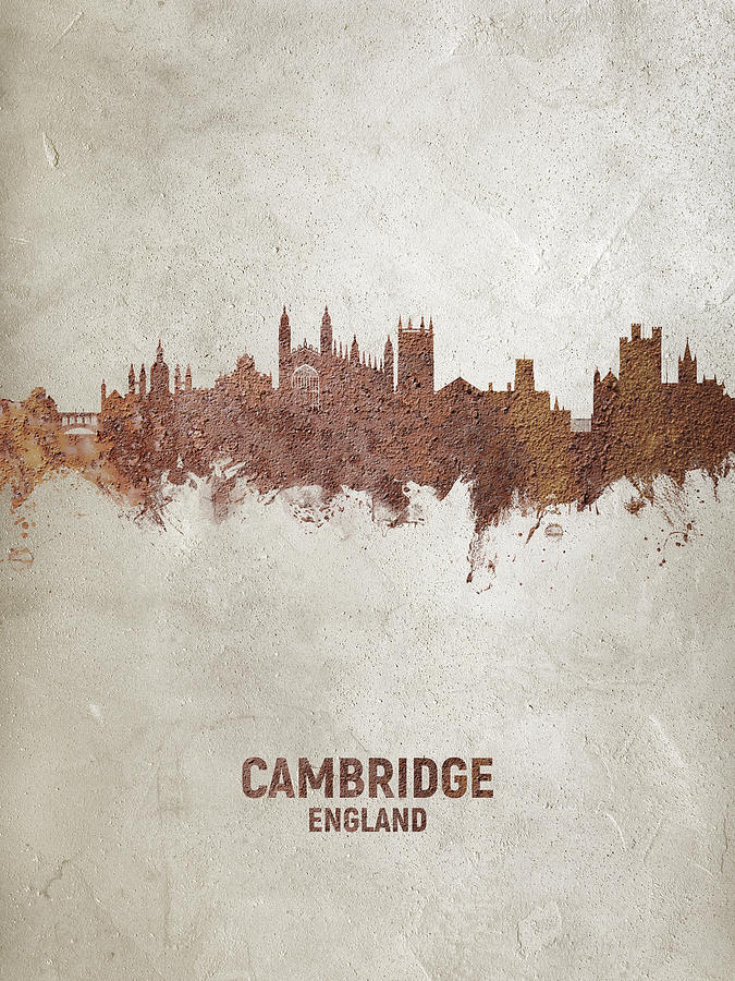Cambridge England Rust Skyline Digital Art by Michael Tompsett