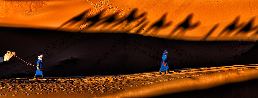 Sunset Photograph - Camel Caravan by Giovanni Cavalli