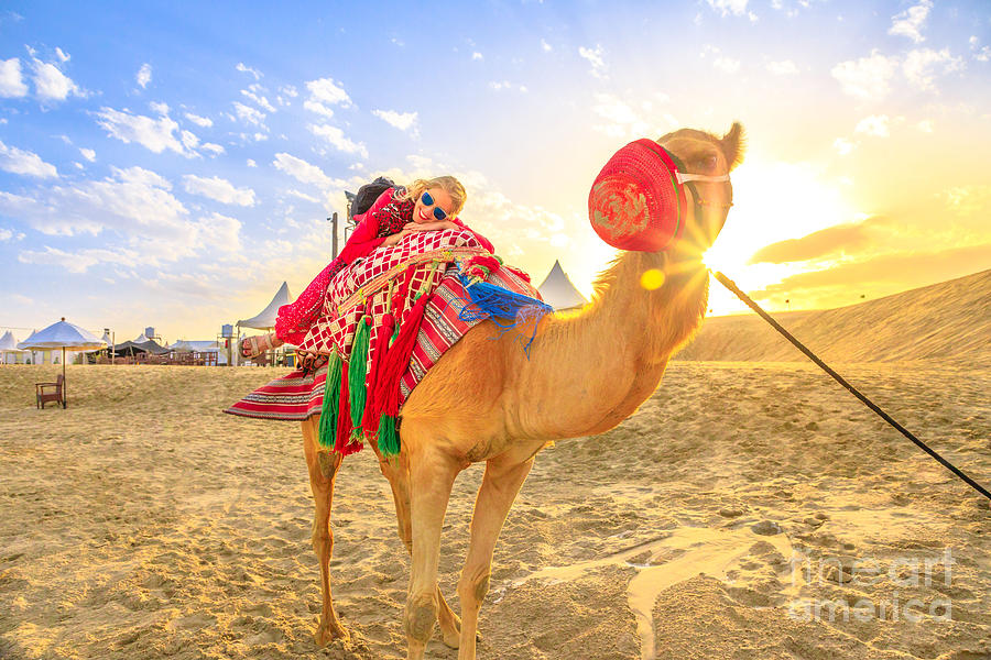 Camel ride with woman Photograph by Benny Marty