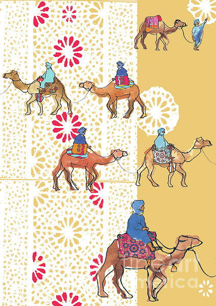 Camel Train Mixed Media by Anna Platts