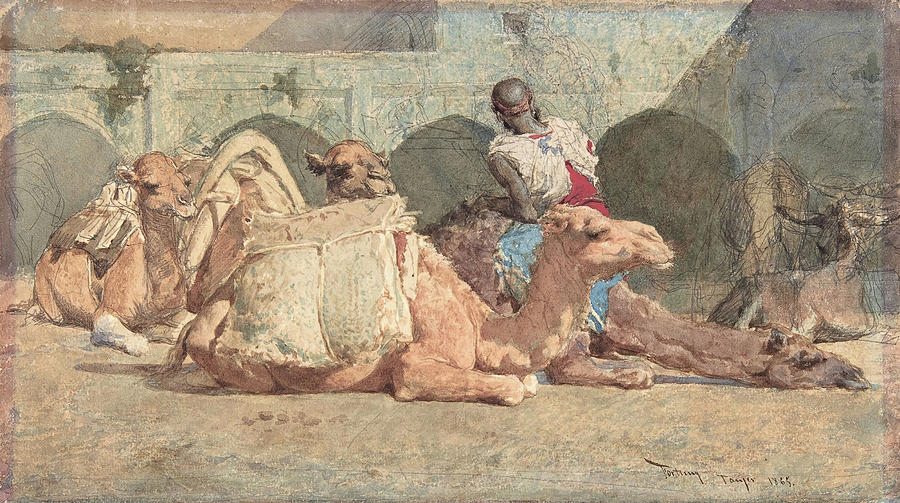 Morocco Painting - Camels Reposing, Tangiers - Digital Remastered Edition by Mariano Fortuny Morocco Painting - Camels Reposing, Tangiers - Digital Remastered Edition by Mariano Fortuny