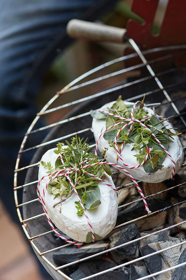 Camembert With Fresh Herbs On Barbecue Photograph by Brigitte Sporrer