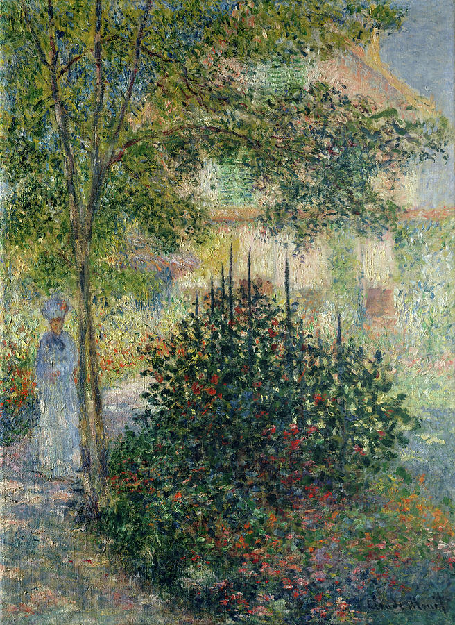 Camille Monet -1847-1879- in the Garden at Argenteuil. Painting by Claude Monet