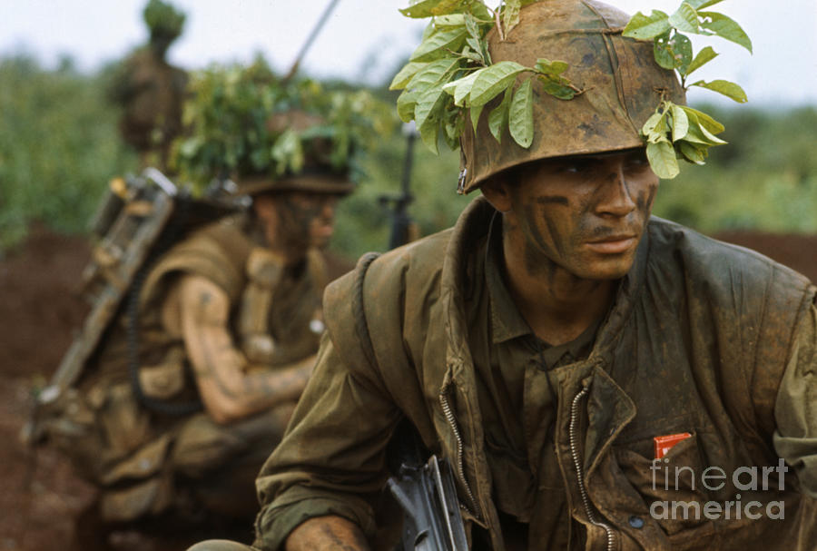 Camouflaged Marines On Reconnaissance Photograph by Bettmann