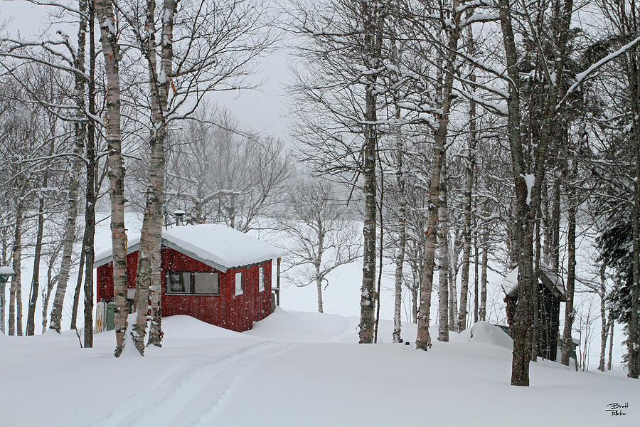 Camp in snow storm - Trio Ponds Photograph by Brett Pelletier