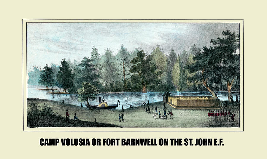 Indian Painting - Camp Volusia or Fort Barnwell on the St. John E.F. by Gray & James