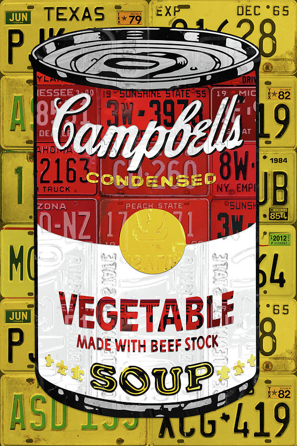 Vegetable Mixed Media - Campbells Vegetable Soup Can License Plate Art by Design Turnpike