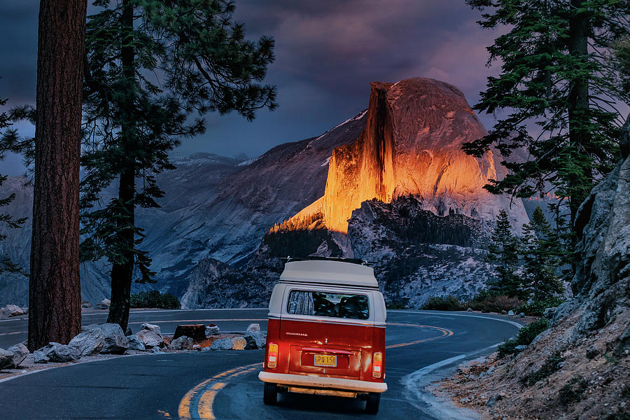 Camper On Road With Mountains Digital Art by Maurizio Rellini