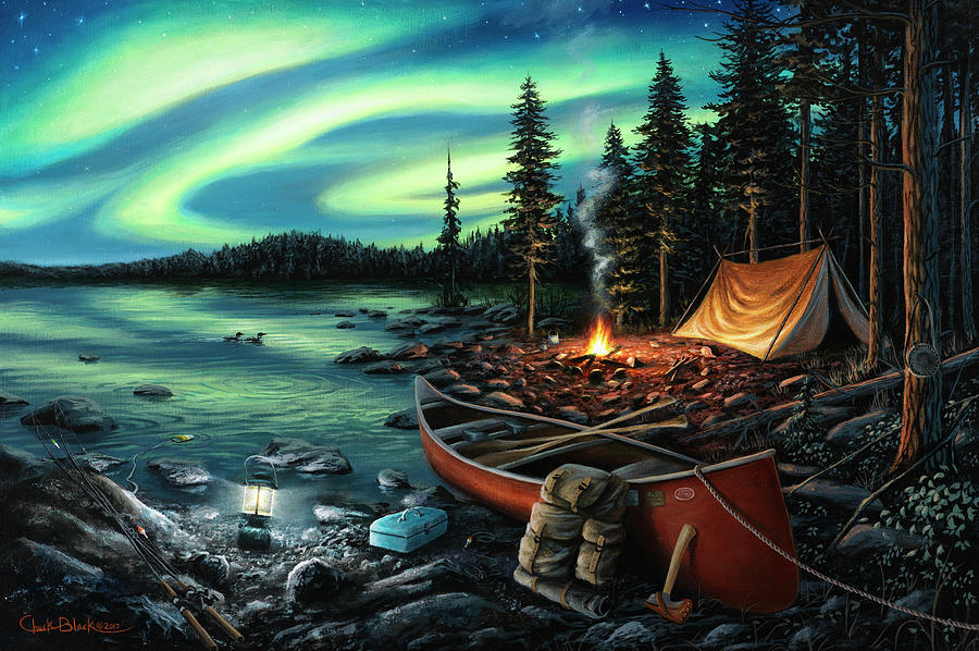 Tree Painting - Campfire Memories by Chuck Black