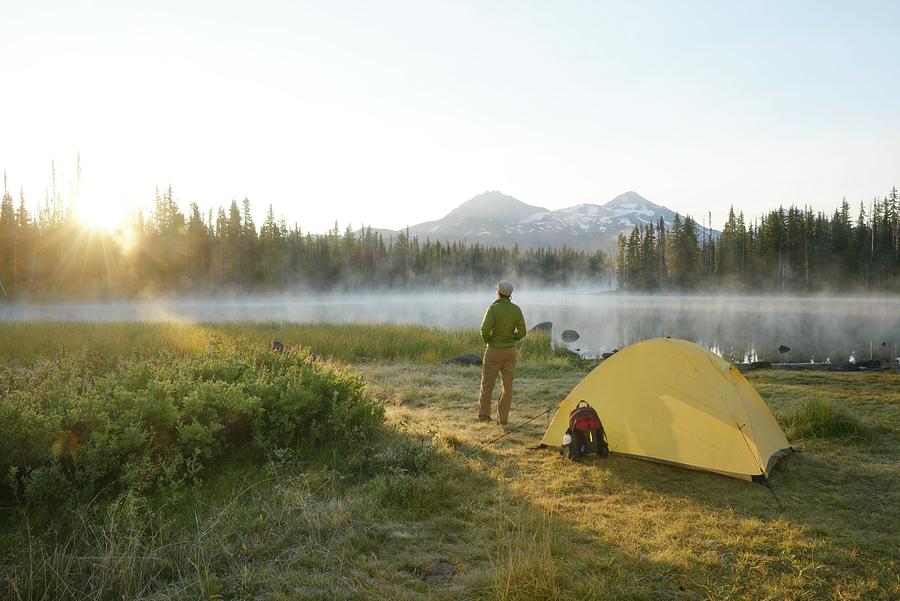 Camping At Scott Lake, Oregon Digital Art by Heeb Photos