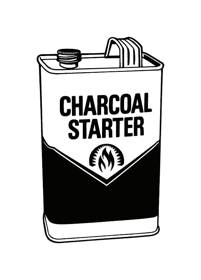 Black And White Drawing - Can of Charcoal Starter by CSA Images