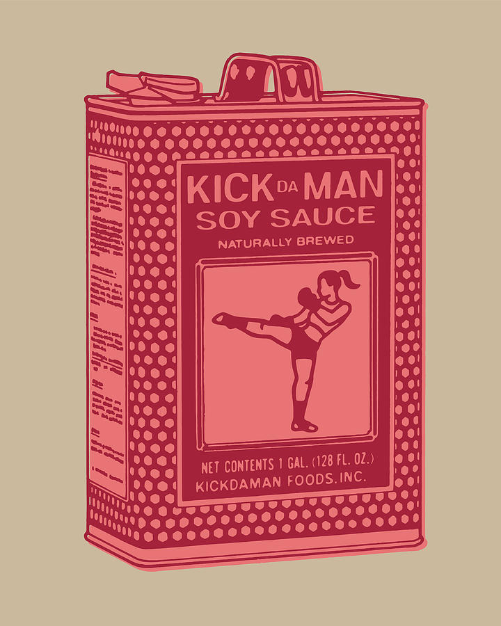 Vintage Drawing - Can of Kick Da Man Soy Sauce by CSA Images