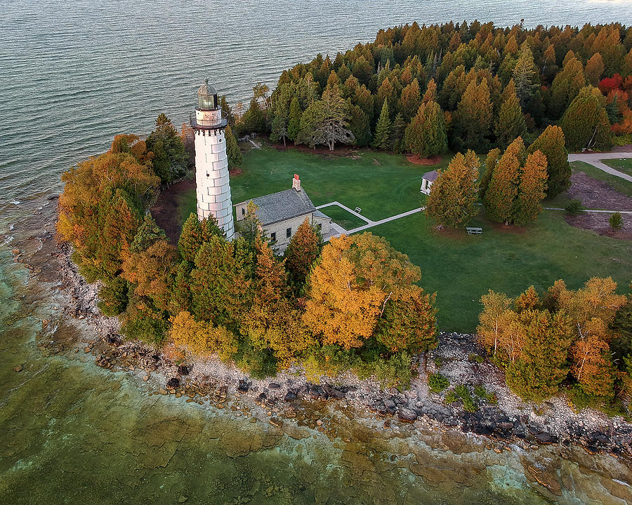 Lake Michigan Photograph - Cana Island Lighthouse at Dawn by Adam Romanowicz