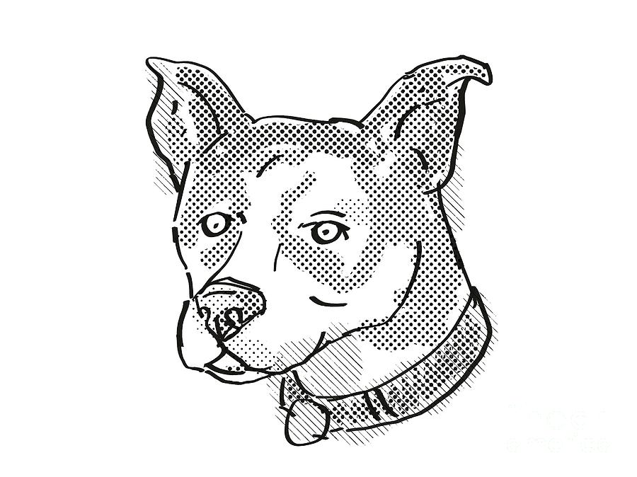 Canaan Dog Breed Cartoon Retro Drawing Digital Art