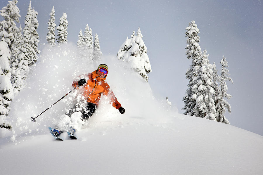 Canada, British Columbia, Man Skiing In Photograph by Arnold Media Canada, British Columbia, Man Skiing In Photograph by Arnold Media