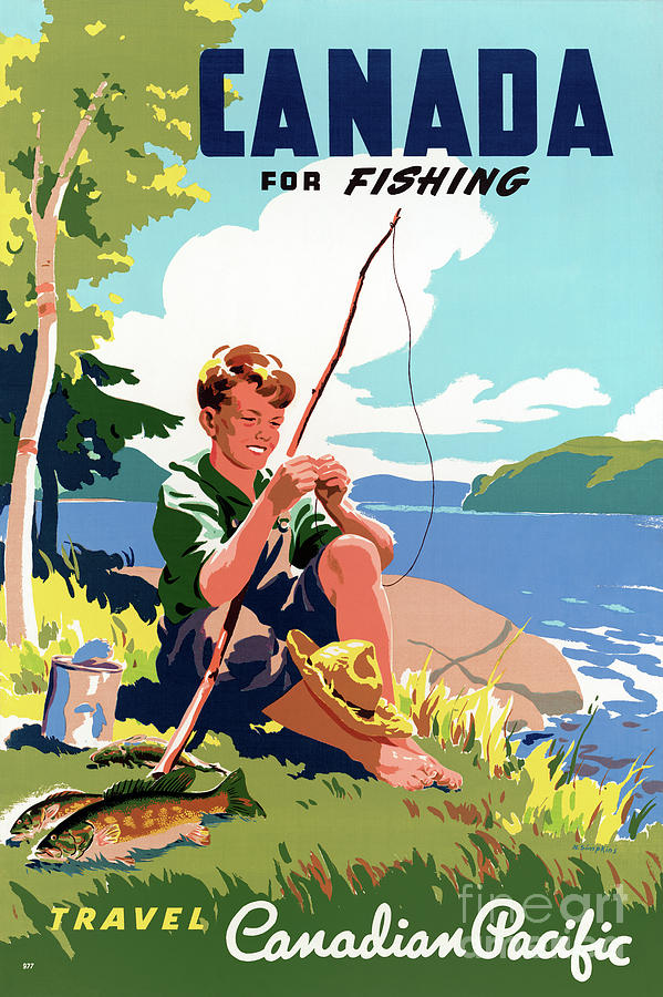 Vintage Trout Fishing In Canada Tourism Poster A4/A3/A2/A1 Print 