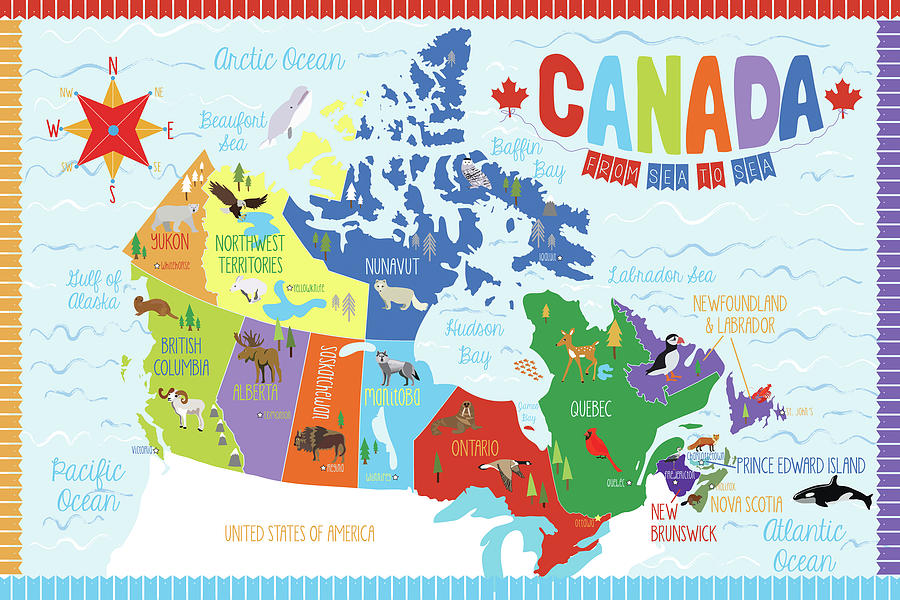 Canada Map Mixed Media by Erin Clark - Fine Art America