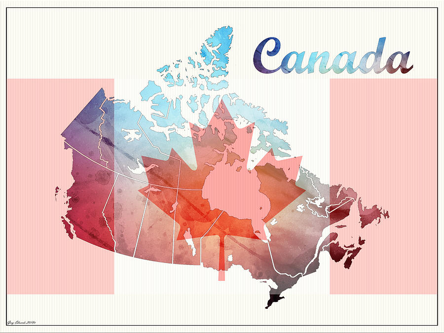 Canada Map Style 2 Drawing by Greg Edwards