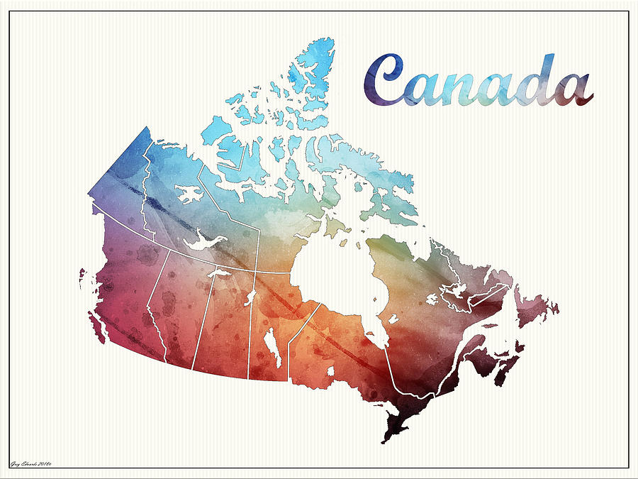 Canada Map Style 4 Drawing by Greg Edwards