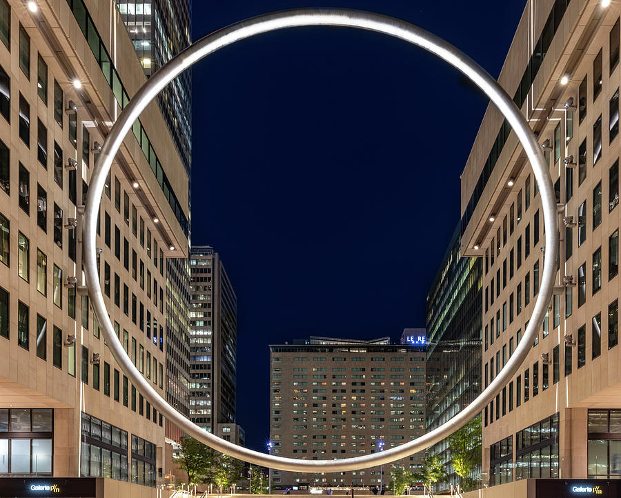 Canada, Montreal Giant Steel Ring At Place Ville Marie By Claude Cormier Digital Art by Claudia
