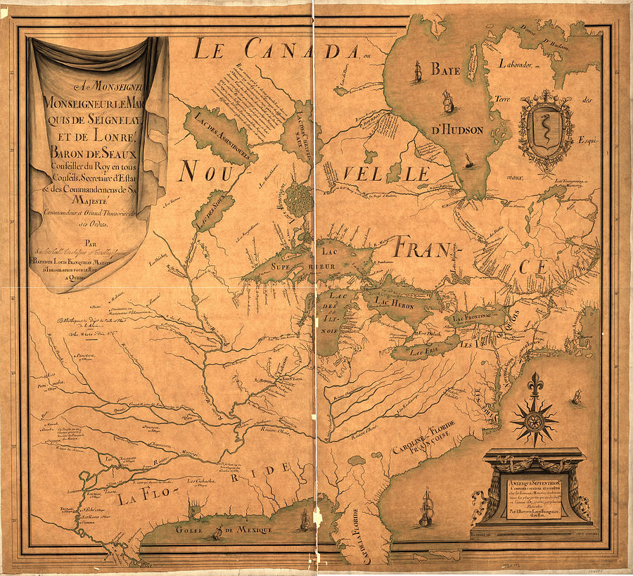 Canada & New France - 1685 Painting by Franquelin