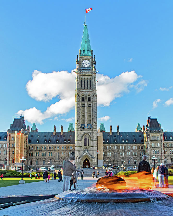 Canada Parliament Building with Centennial Flame Photograph by Ira Marcus