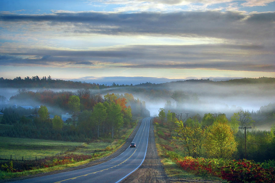 Canada, Quebec, Gatineau, Foggy Autumn Photograph by Daryl Benson