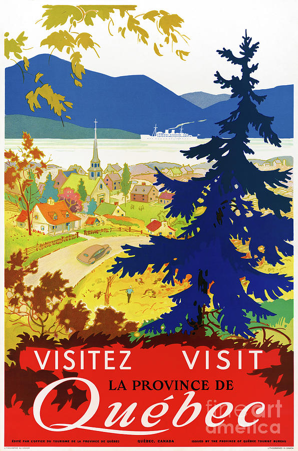 Canada Vintage Travel Poster Restored Drawing