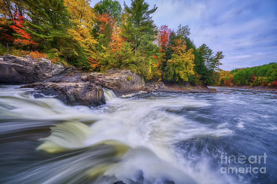 Canadian Autumn Waterfall Maddington Quebec Photograph by Laurent Lucuix
