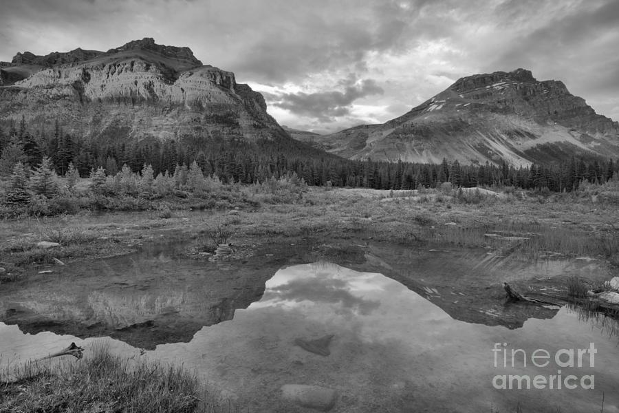 Canadian Rockies Sunset Stripes Black And White Photograph by Adam Jewell