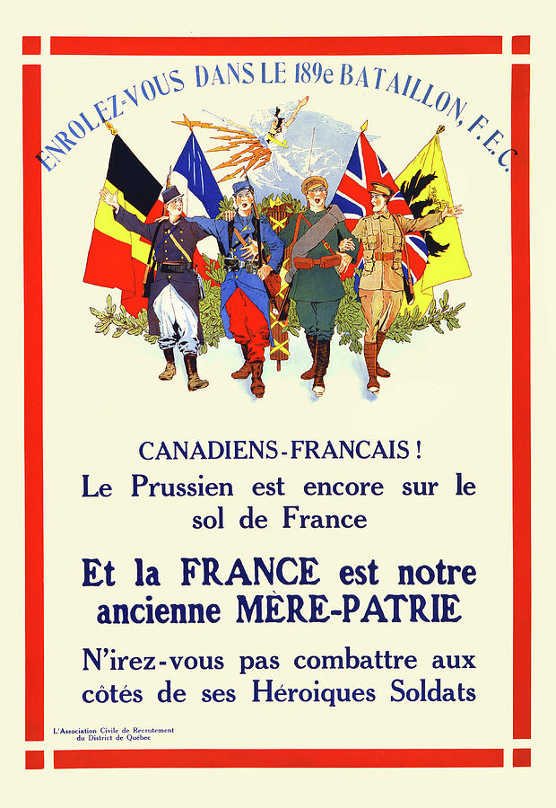 Canadiens-Francais! Le Prussien est encore sur le sol de France Painting by Unknown