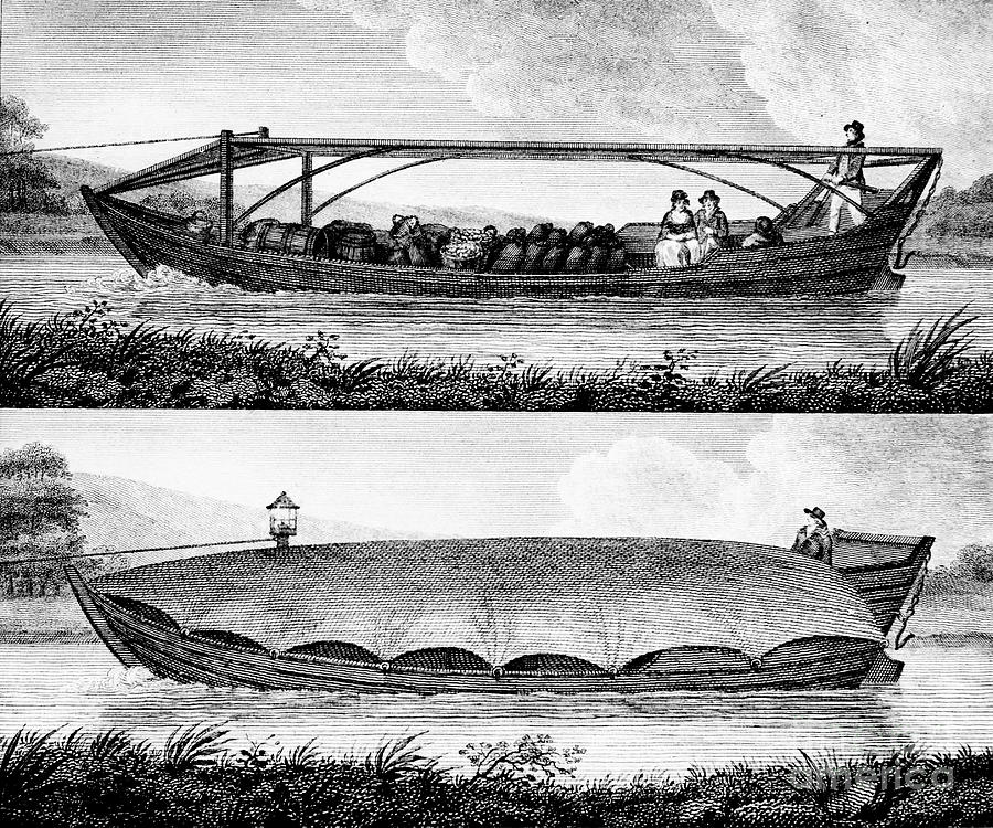 Canal Boat, 1796. Artist Robert Fulton Drawing by Print Collector