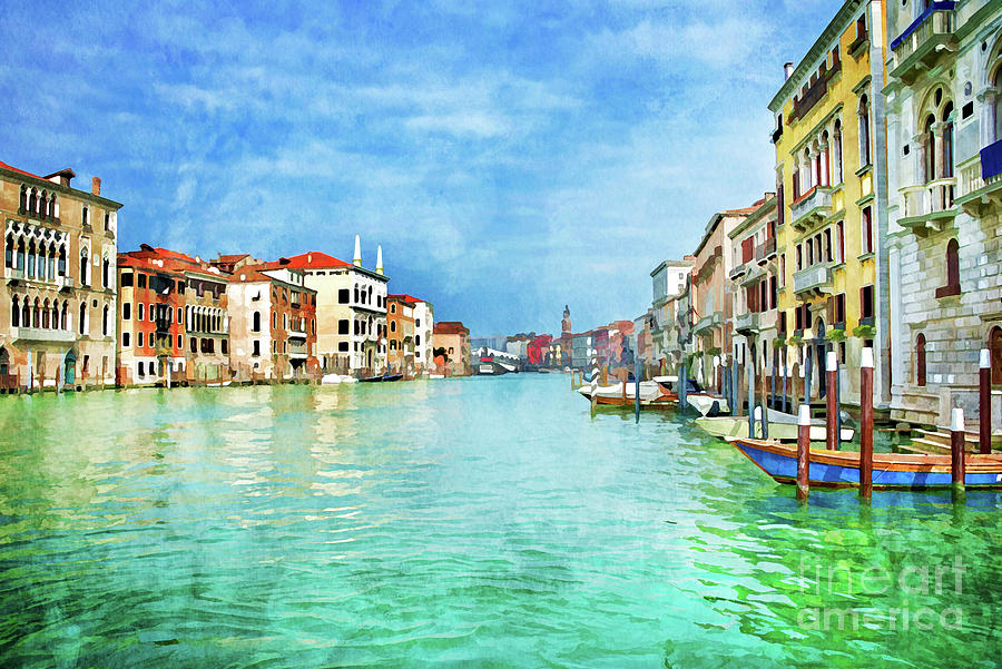 Architecture Painting - Canal Grande watercolor, the Grand Canal of Venice, Italy by Delphimages Photo Creations