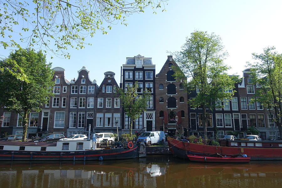 Canal homes and houseboats in Amsterdam Photograph by Patricia Caron