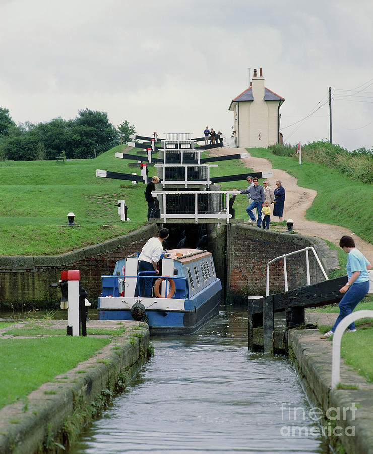 Canal Lock With Narrow Boat Photograph by Martin Bond/science Photo Library